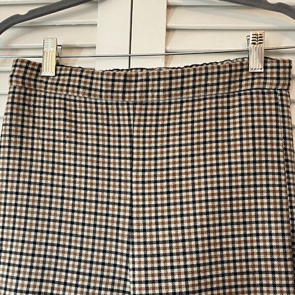 Cupcakes and Cashmere 'Camille' pull-on pants plaid elastic waist small tan navy - Picture 4 of 11